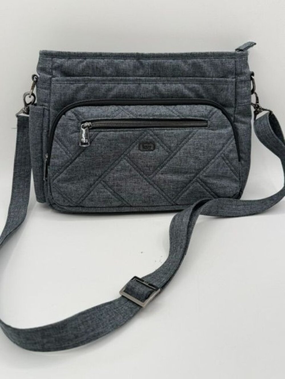 Lug Shimmy SE Heather Grey Quilted Crossbody RFID Organizer Travel Purse + Extra - Picture 2 of 11